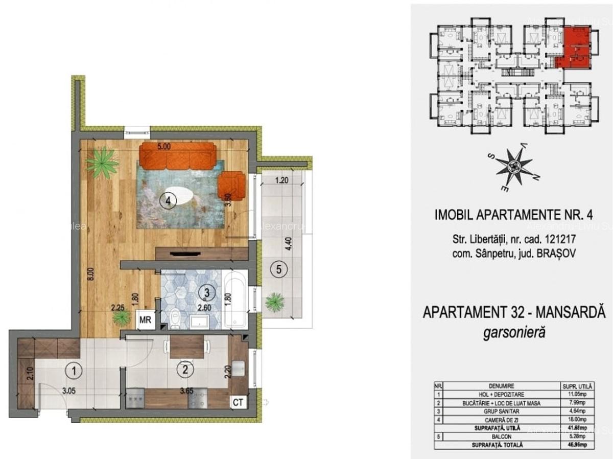 Garsoniera 42mp utili, ansamblu cu 4 blocuri tip vila, Sanpetru - 8