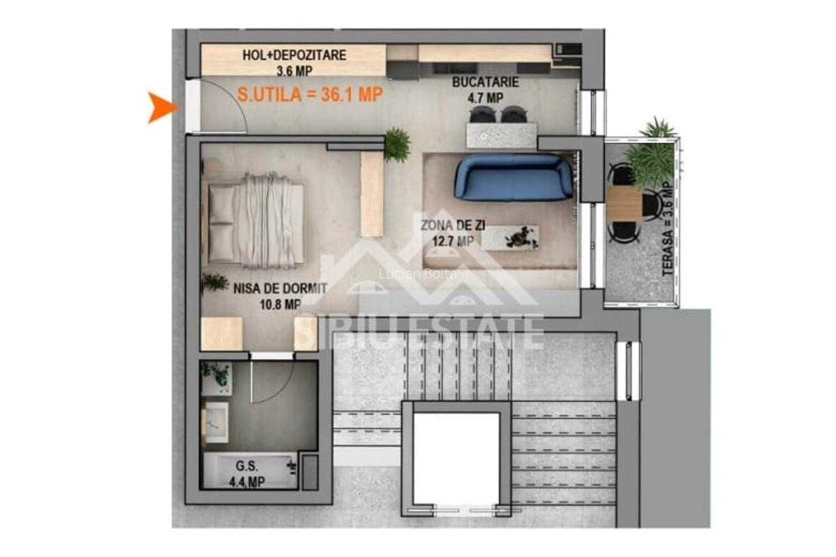 Garsoniera tip Studio cu balcon, finisata la cheie, parcare inclusa - 4 Garsoniera tip Studio cu balcon, finisata la cheie, parcare inclusa - 4