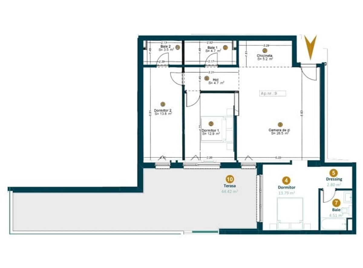 Apartament 4 camere bloc nou zona Intre Lacuri - 1