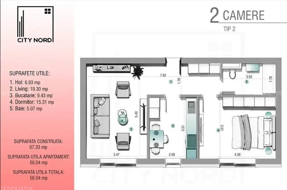 Suprafata utila mare, bucatarie inchisa 10 mp! Direct dez... - 7