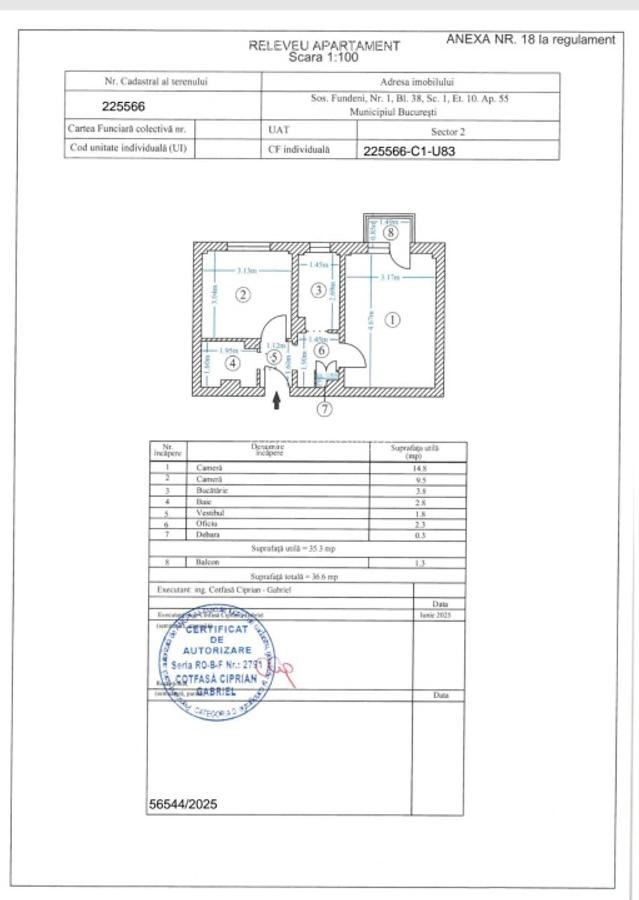 Pantelimon - Fundeni nr. 1,  Apart. 2 Camere, 37mp. et. 10,  Stradal, Decomandat - 2