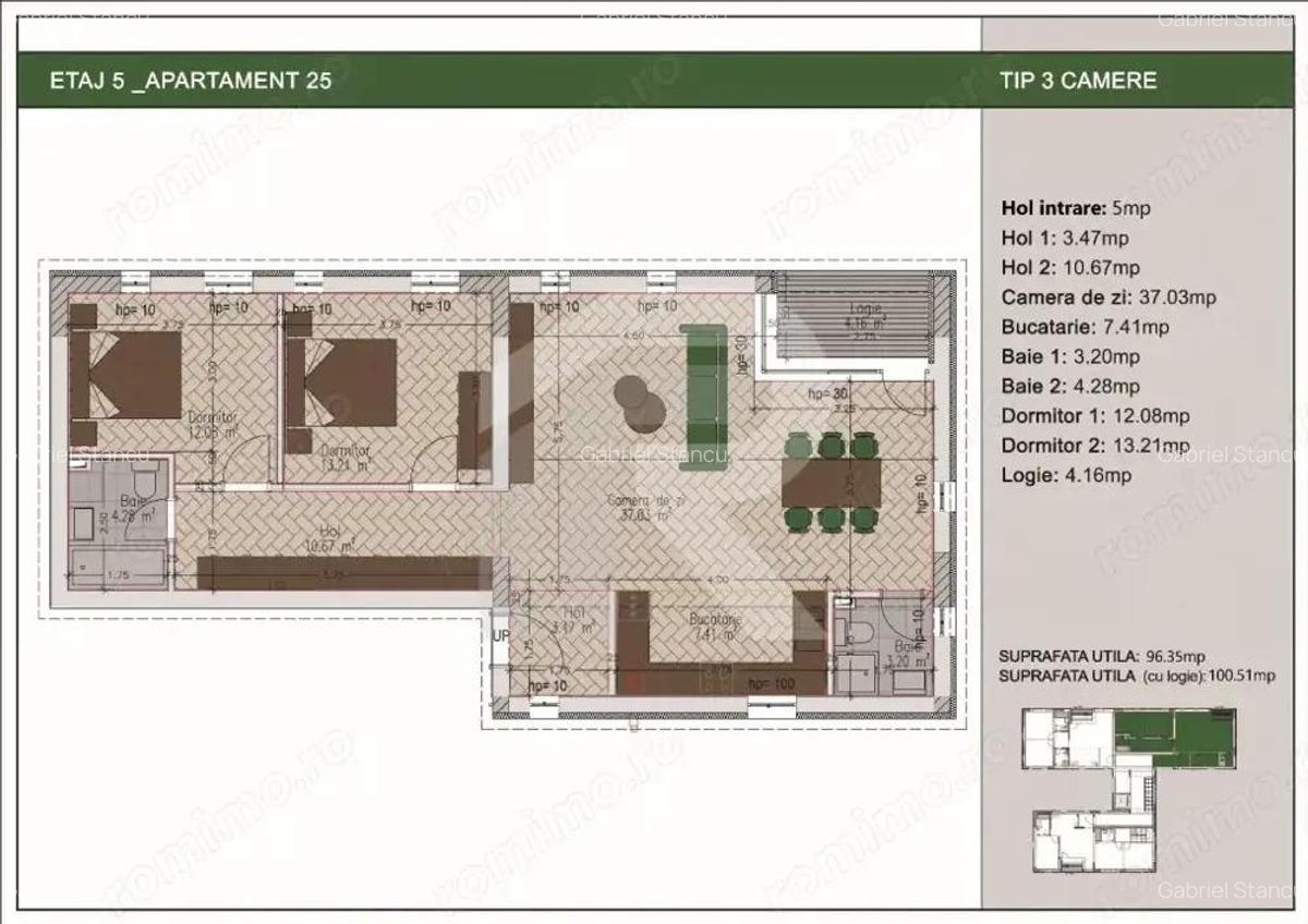 3 camere cu terasa de 62mp in bloc nou, zona Nerva Traian, metrou Timpuri Noi - 3