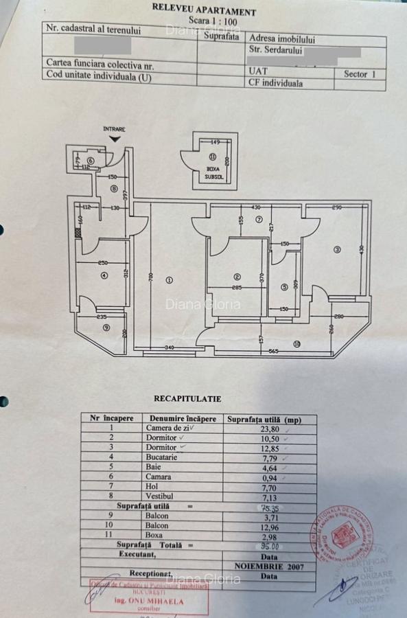 3 cam- Kiseleff -str Serdarului -bloc 1979 -centrala proprie -95mp total - et 7 - 2