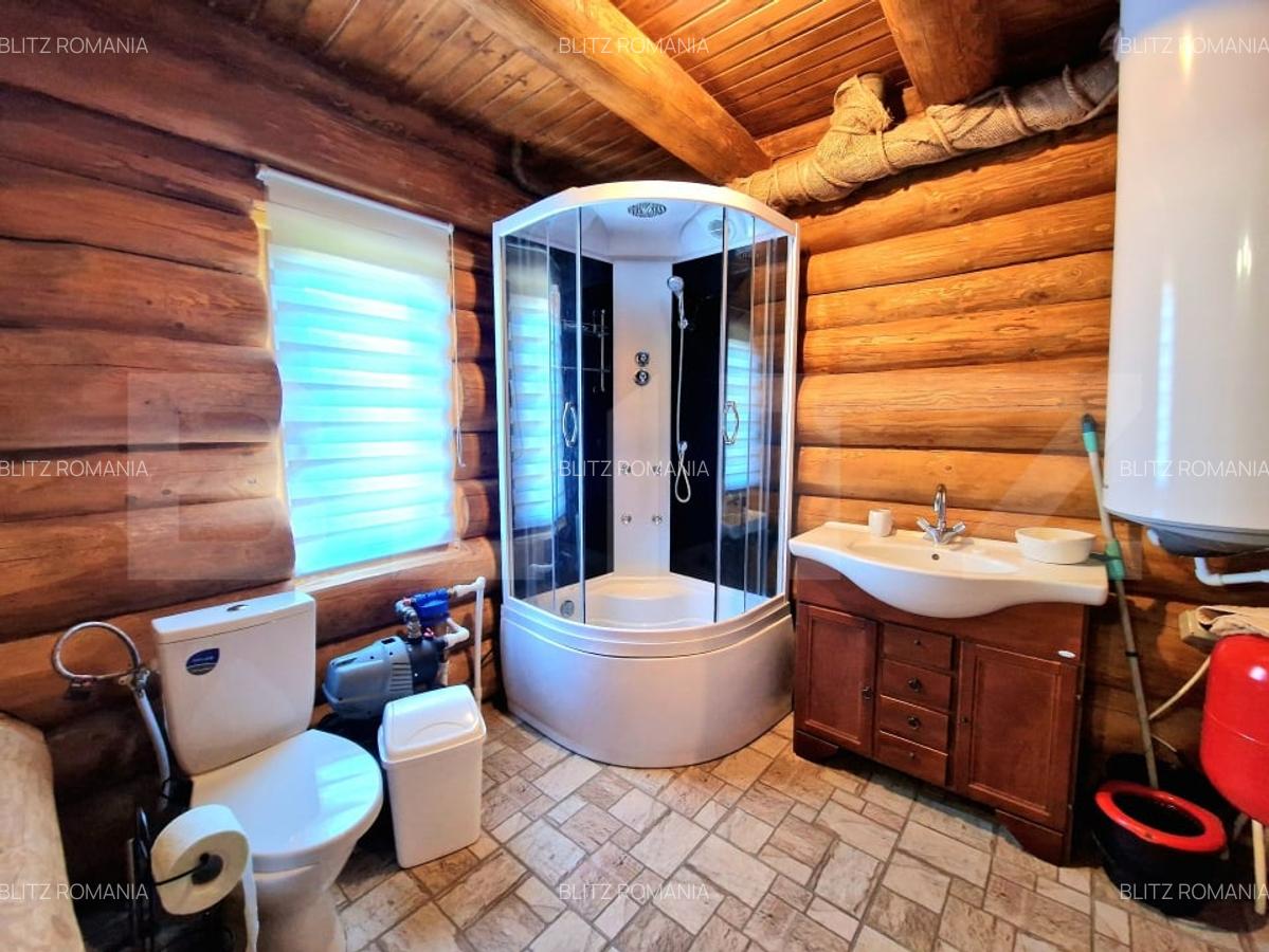 Cabana din lemn rotund, 140 mp utili, 1000mp teren - zona turistica Marisel - 5