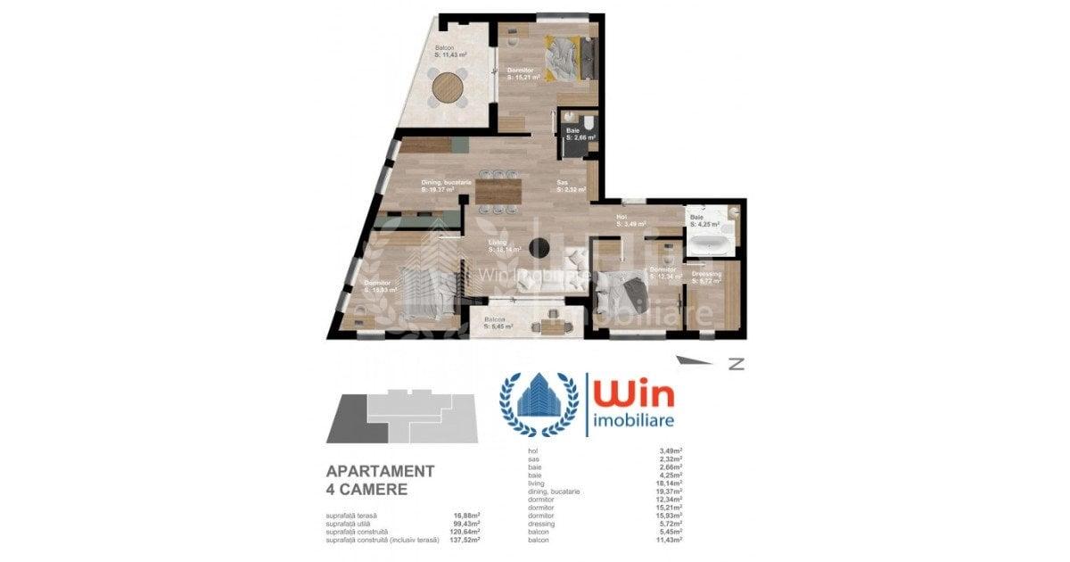Apartament cu 4 camere semidecomandat în Someșeni - 1