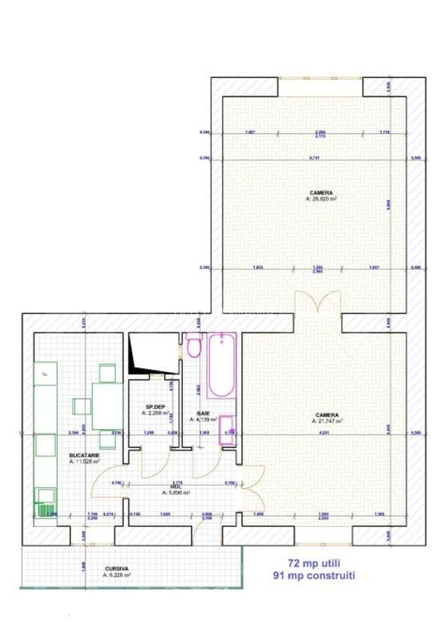 Apartament de vanzare, cu 2 camere, 72 mp, zona Iosefin - 11