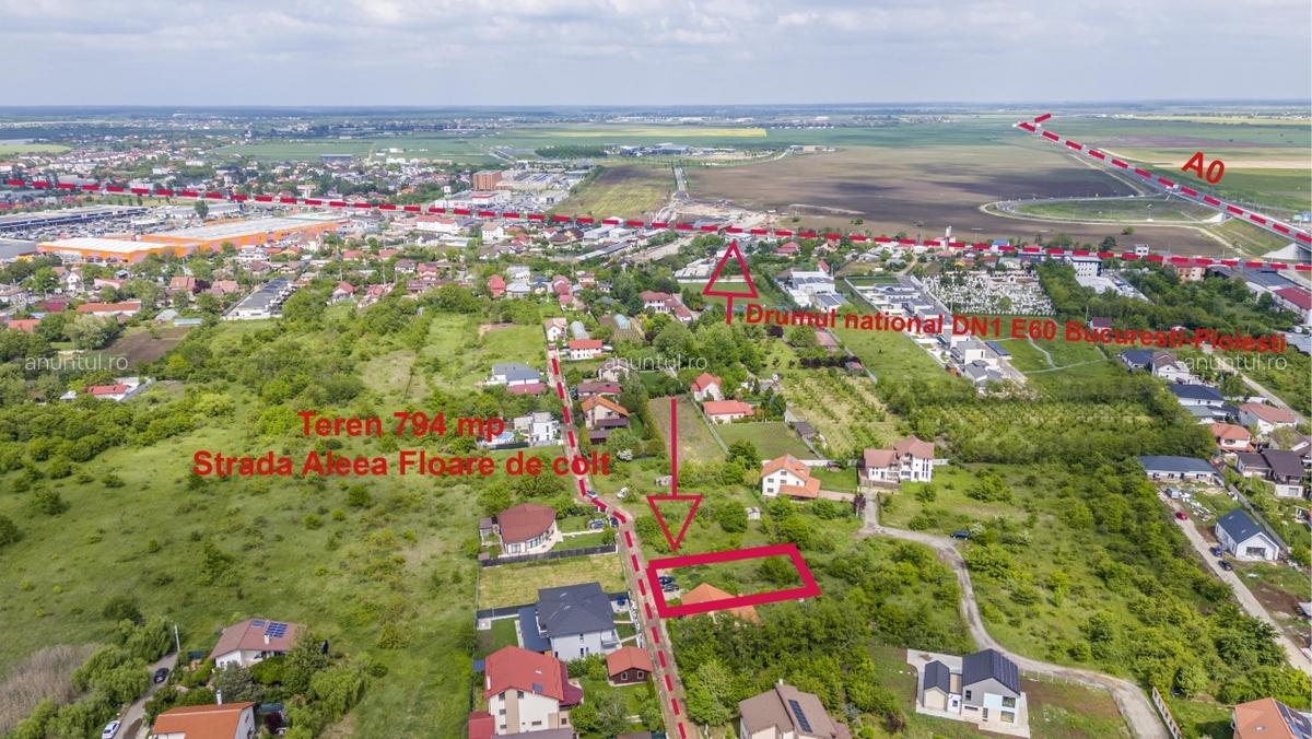 Ilfov Teren 794 mp, Deschidere 22, Petresti-Corbeanca, Adiacent sos.Unirii, 5 min. DN1 - 2