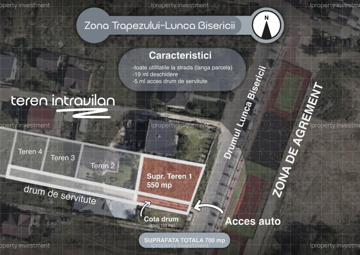 Teren intravilan | 550 mp | utilitati | 150 mp servitute | 19 ml deschidere - 1