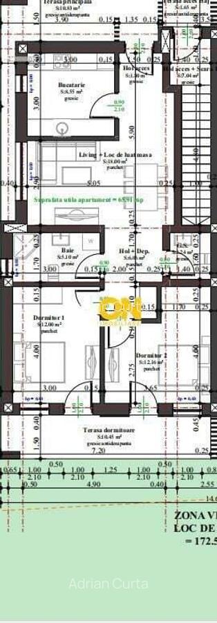 Apartament cu 3 camere, 2 bai, curte proprie, parcare si boxa 40 mp - 12