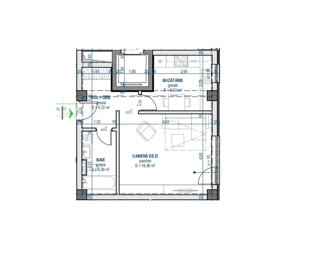 1 cameră | Etaj 2 | Centru – NYBO Residence, Iași - 2