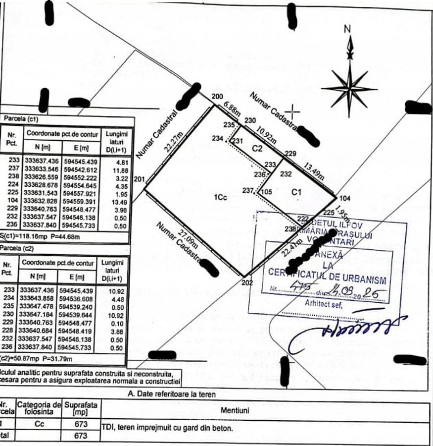 Teren 673 mp de vanzare in Voluntari • Deschidere 22 ml - 5