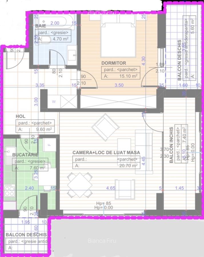 Apartament 2 camere decomandat, 70,65mp, 1 Mai, zona Parc Nicolae Romanescu. - 1