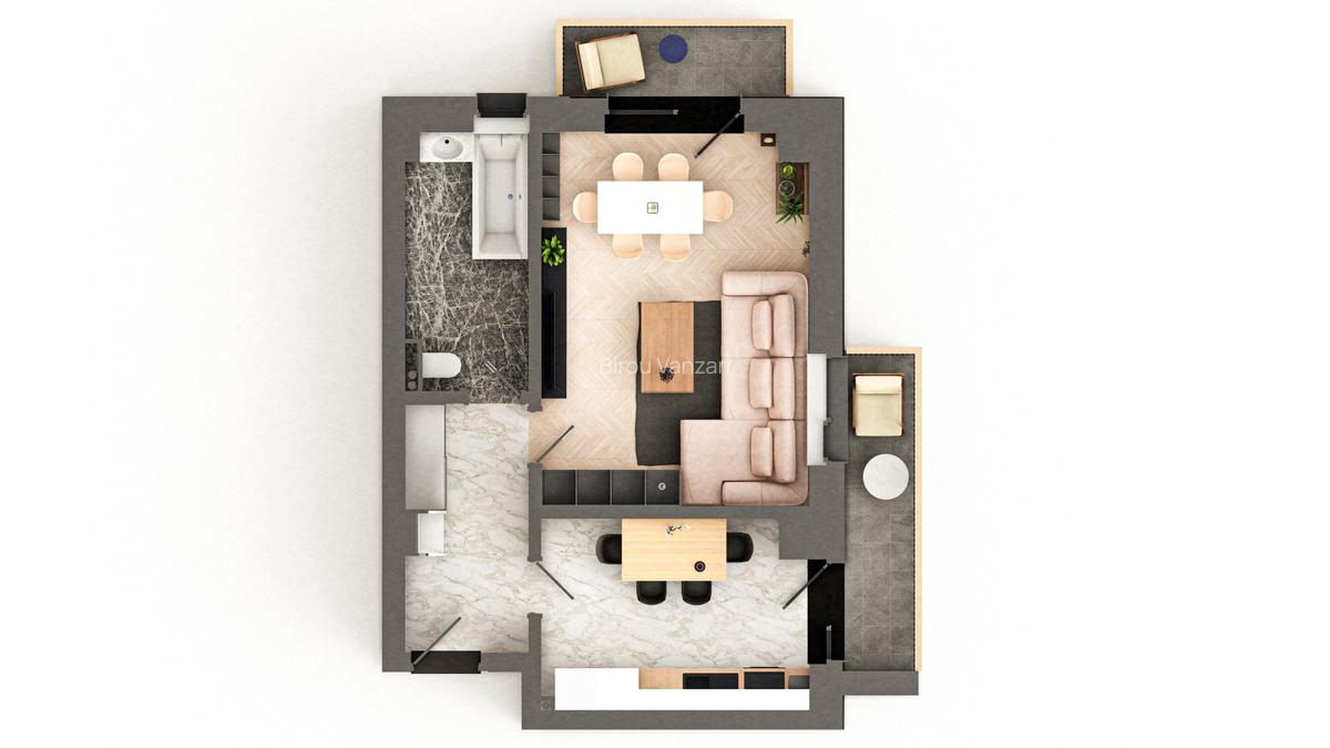 VIȘANI – BRAUS CONFORT - Apartament Tip B - 1 cameră decomandat - 2