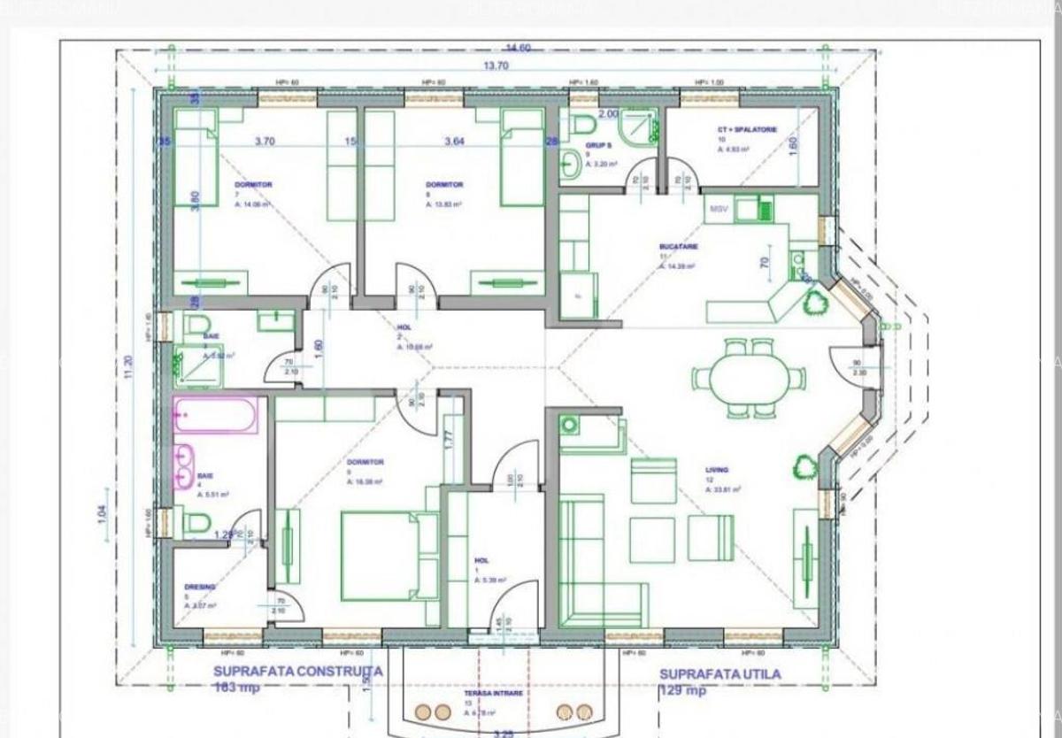 Casa 129mp utili, 500 mp, incalzire in pardoseala, Sanpetru - 5