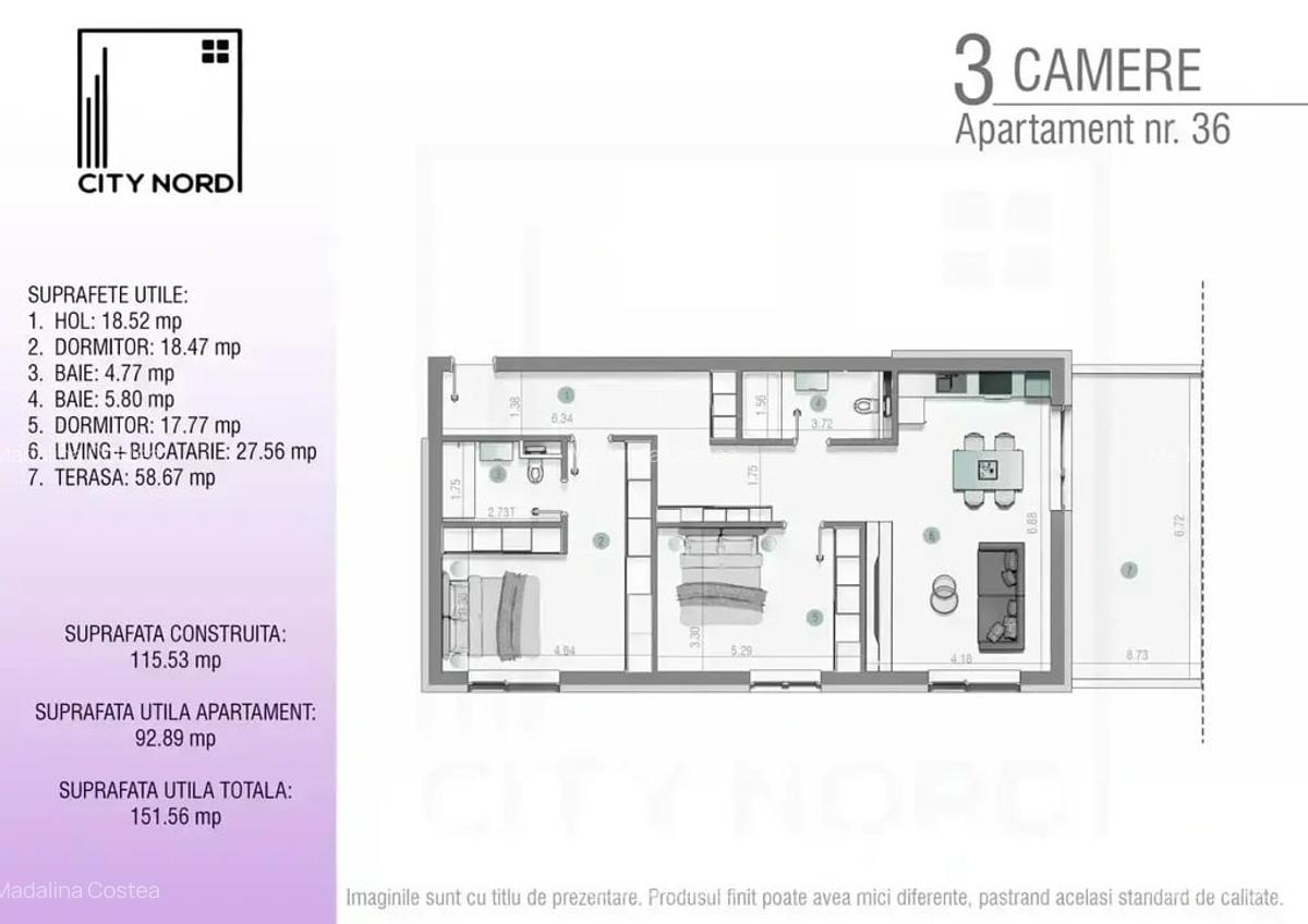 PENTHOUSE spectaculos cu terasă panoramică- Exclusiv în CITY NORD - 10