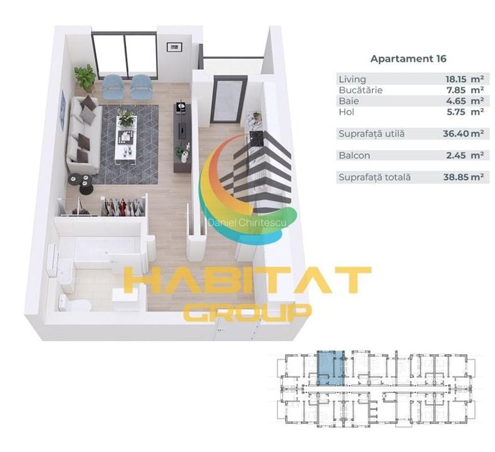 Garsoniera Spatioasa Bulevardul Metalurgiei 38.85Mp - 2