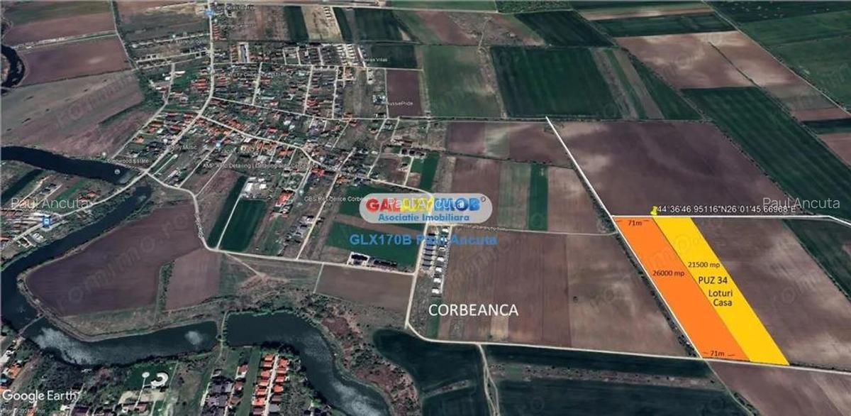 Teren 21500 mp Corbeanca PUZ aprobat 34 loturi casa - 2
