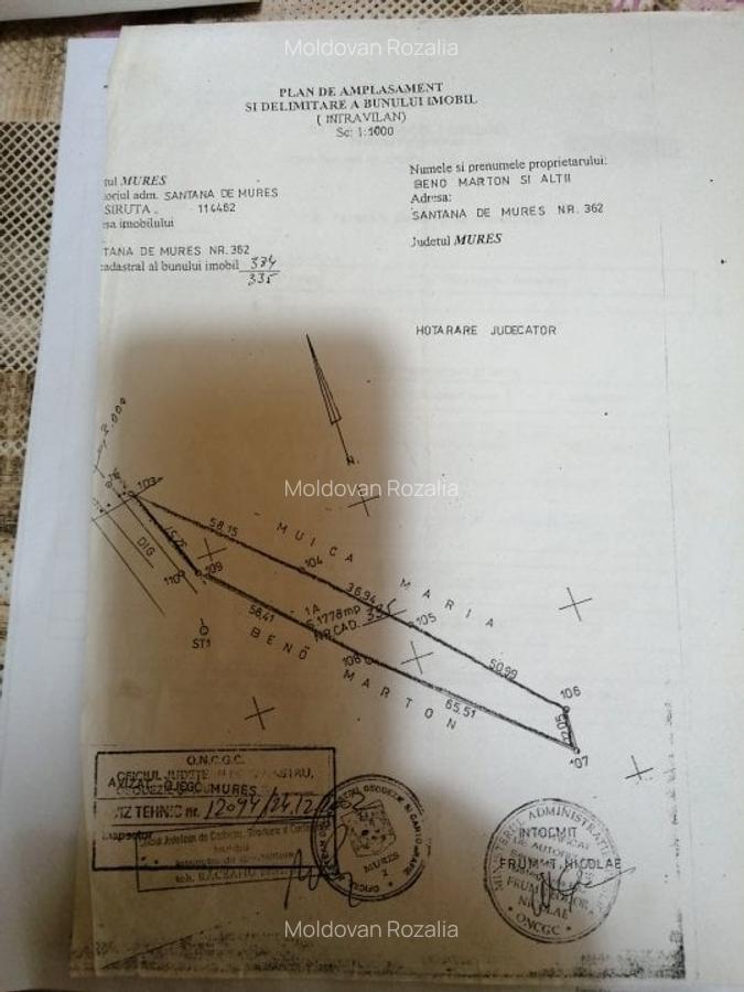 Vand teren intravilan ,Santana de Mures,1706mp,certificat de urbanism.(Cod 33F). - 7