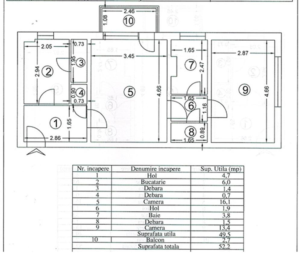 Apartament cu 2 camere , 52 mp,  Podu Ros. - 11