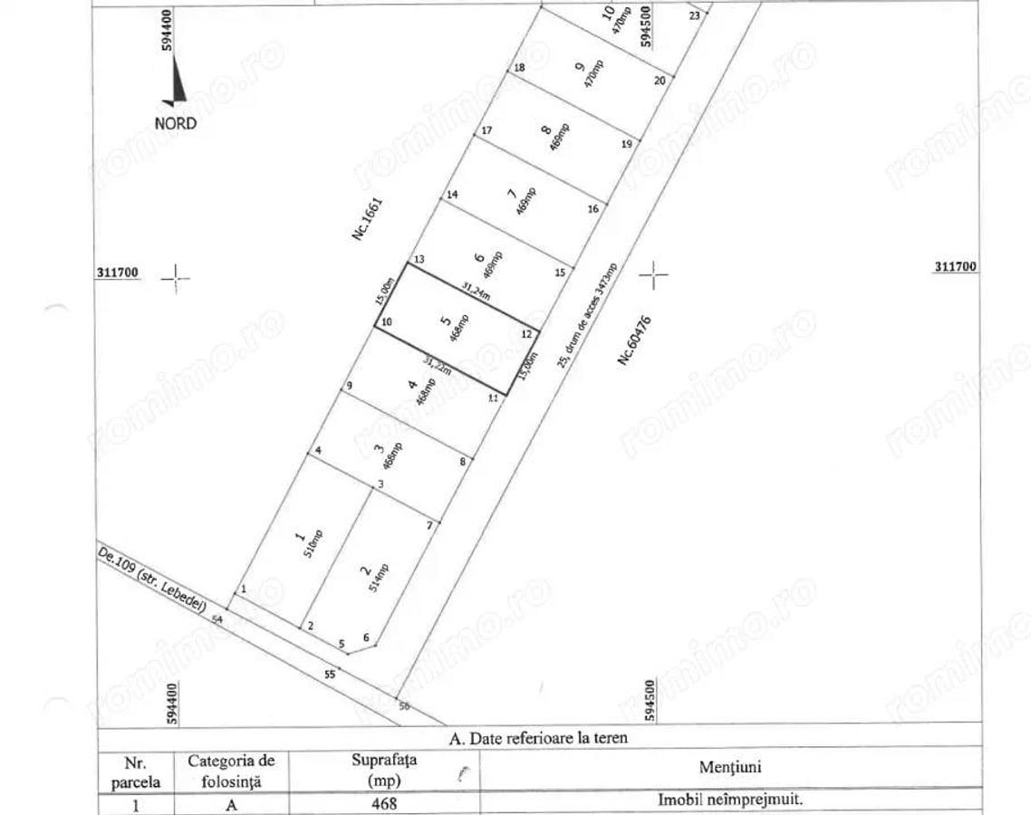Teren Intravilan 468mp Lebedelor Com. Berceni | utilitati | #CG2R - 2