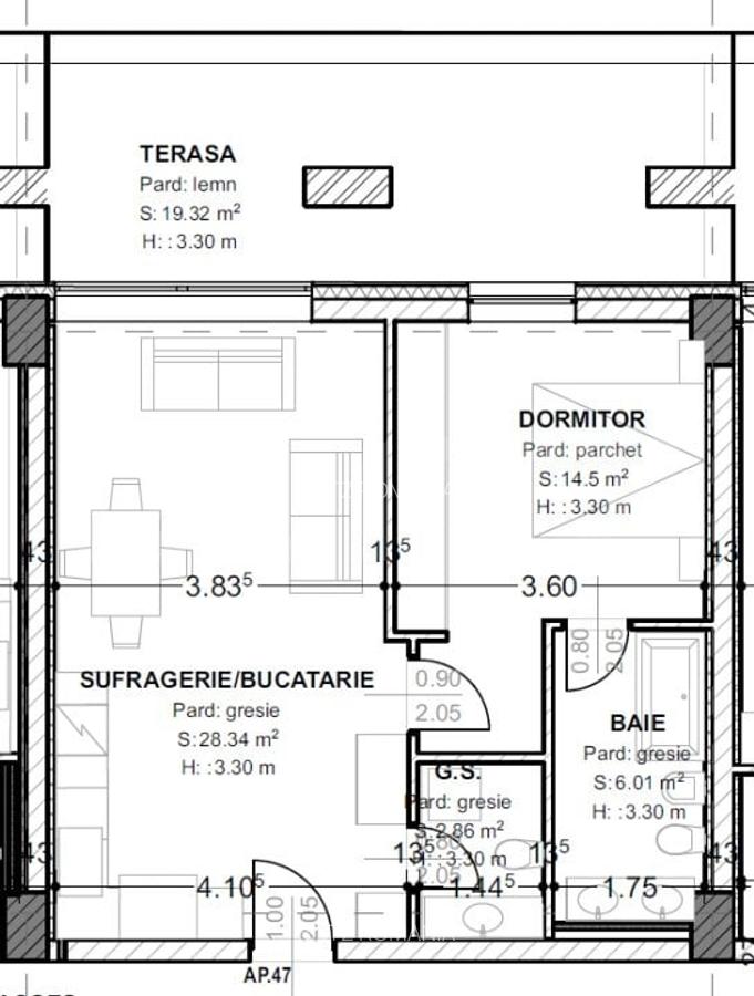 Apartament de vanzare, cu 2 camere, 71 mp, terasa 19 mp, zona centrala - 1