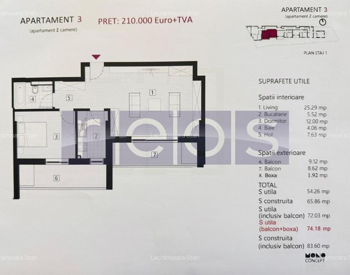 DE VANZARE | APARTAMENT 2 CAMERE + TERASA 18 MP  | ZONA EMINESCU - 2