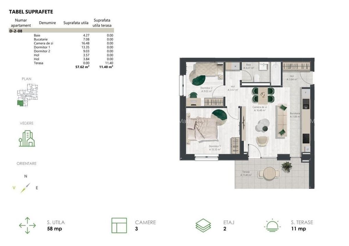 Apartament 3 camere, bloc nZEB, Timisoara, zona de Nord - Comision 0% - 14