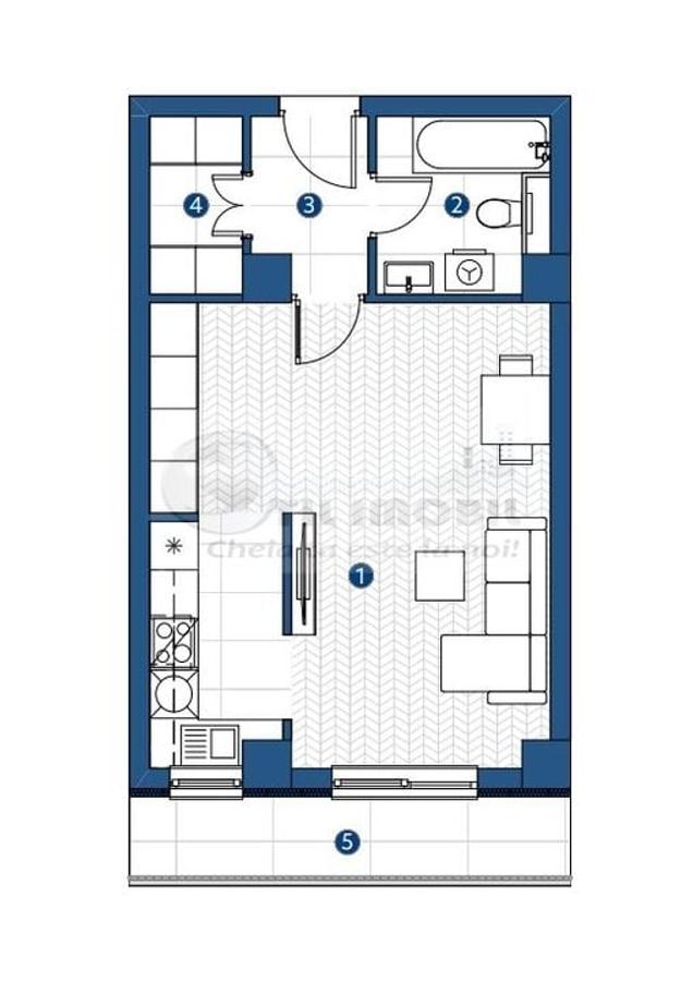 Apartament de vanzare cu o cameră in Galata,Iasi ,43,61 mp, bloc nou ! - 4