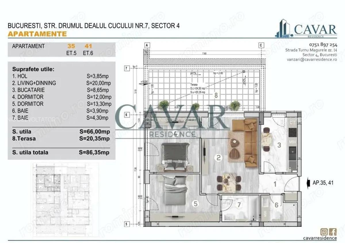 Proiect Nou Cavar 3 Camere 2 Bai 86 mp Comision 0% - 1