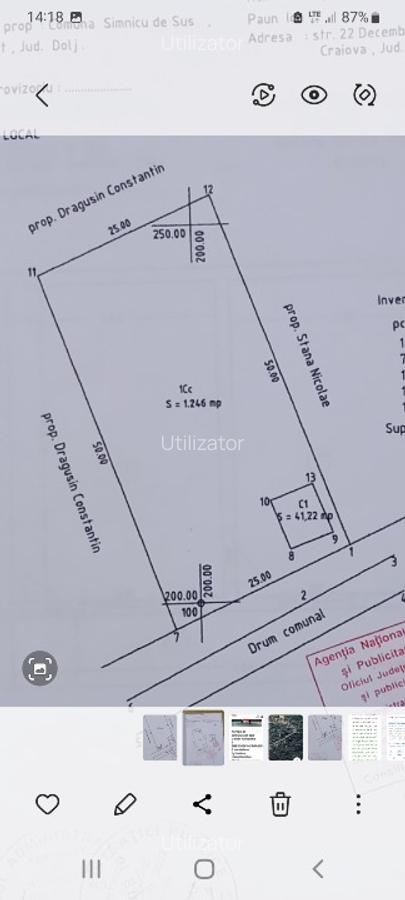 Teren Șimnic de sus sat Cornetu 1250m deschidere 25m lungime 50 m intravilan - 2