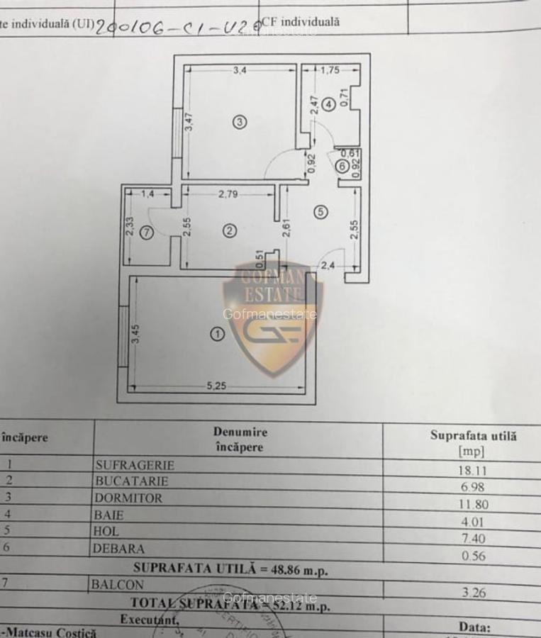 Apt 2 camere, DACIA, 52.12 mp parter, balcon, centrala gaze - 1