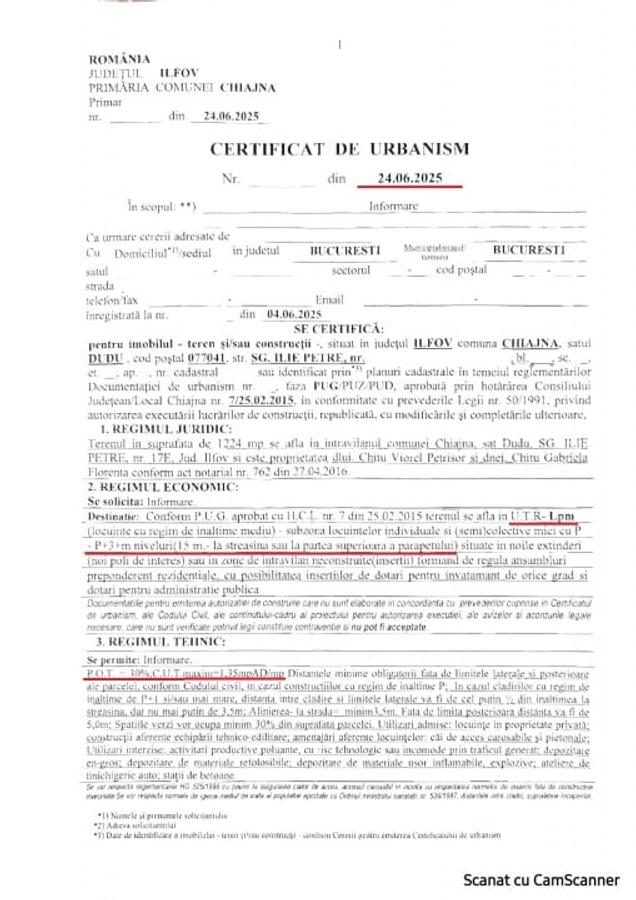 Teren  1.992 mp Chiajna Militari Residence-Str. Ilie Petre, ideal bloc P+3 - 3