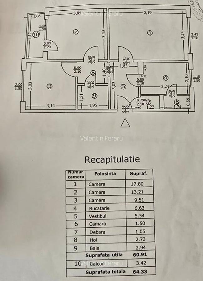 Apartament 3 camere decomandat, complet mobilat și utilat de Vanzare - 11
