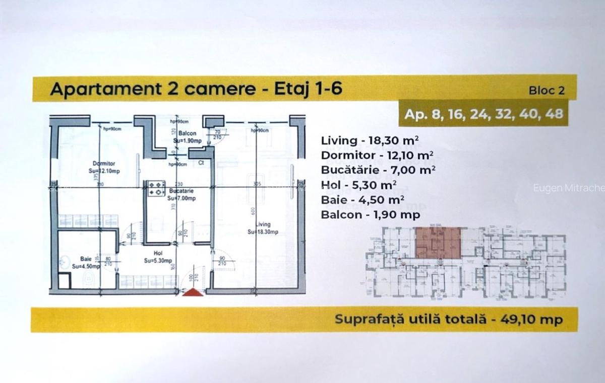 Vânzare apartament 2 camere decomandat – 49,10 mp – Berceni, Postalionului - 5