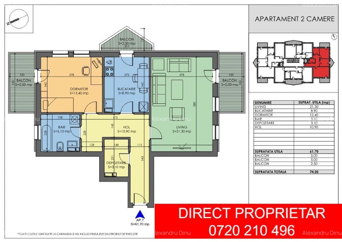 Apartament 2 camere - 74,2 mp - Popesti-Leordeni, Apollo 3 - 1
