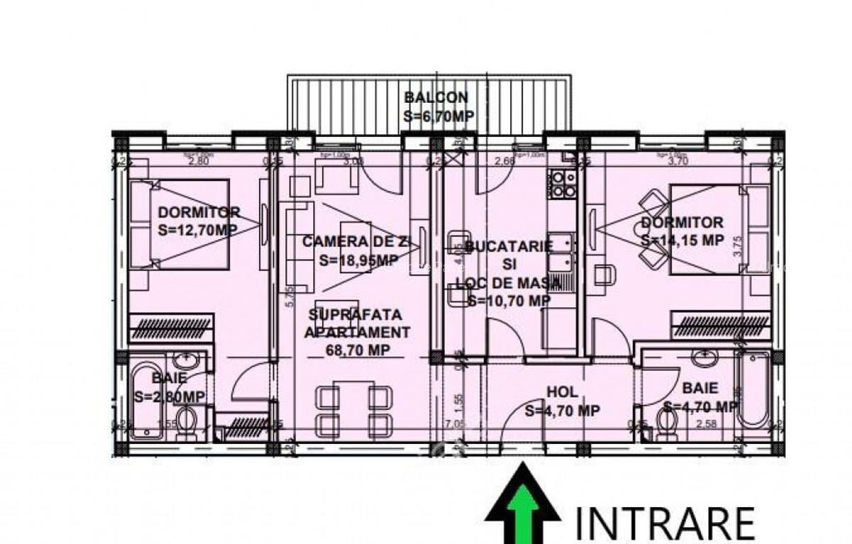 Apartament cu 3 camere si balcon in zona Doamna Stanca din S - 6