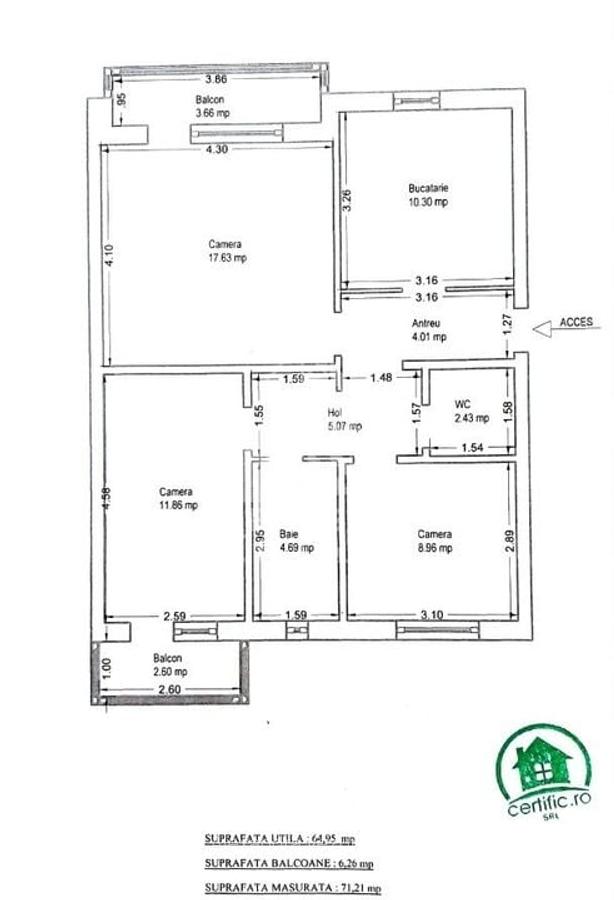 Apartament cu 3 camere decomandat, mobilat în Girocului - 10