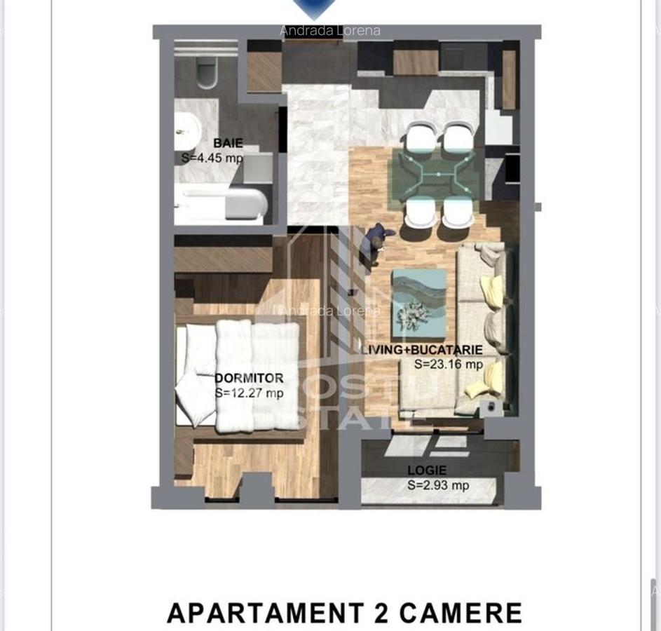 Apartament cu 2 camere semidecomandat în Torontalului - 11