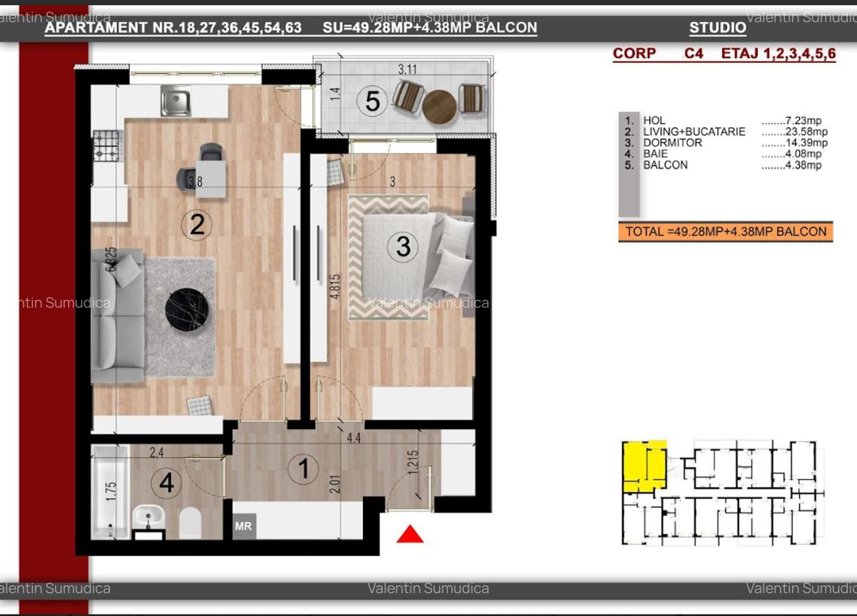 Apartament Tip Studio metrou Dimitrie Leonida - 7