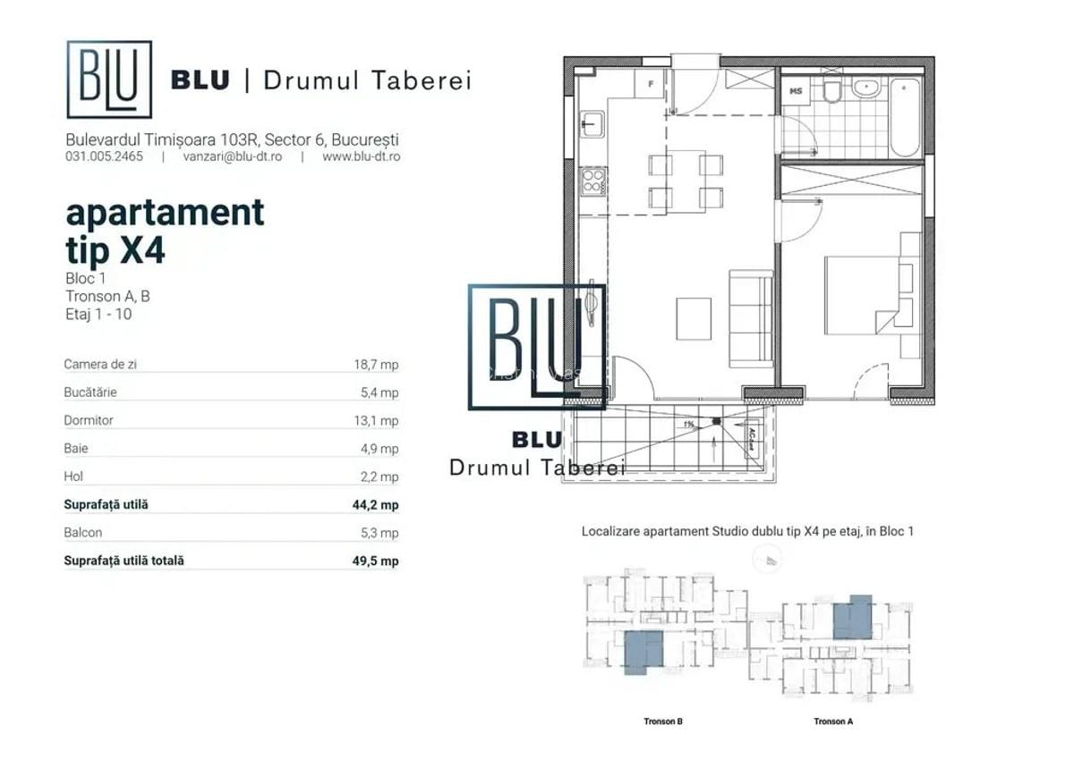 Apartament 1 camere Tip X4 - 5