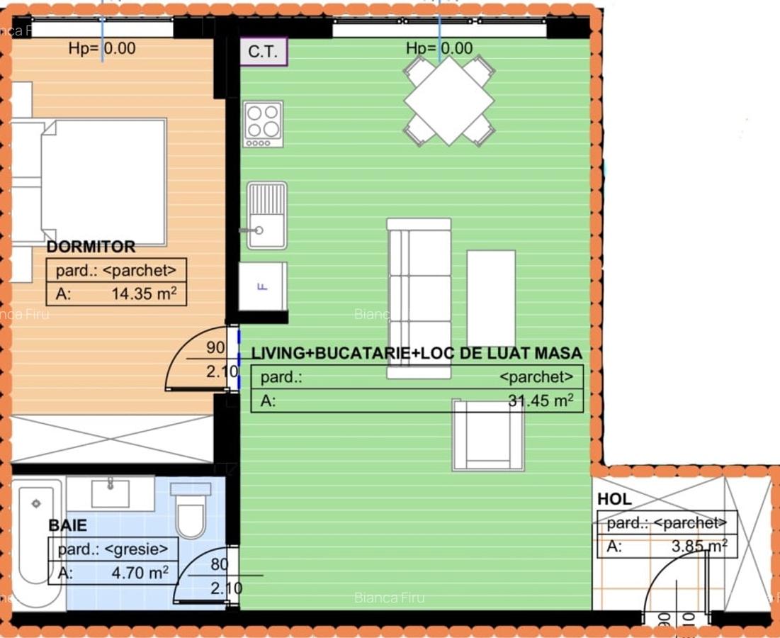 Apartament 2 camere, open-space, 54,35mp, 1 Mai, zona Parc Nicolae Romanescu - 1