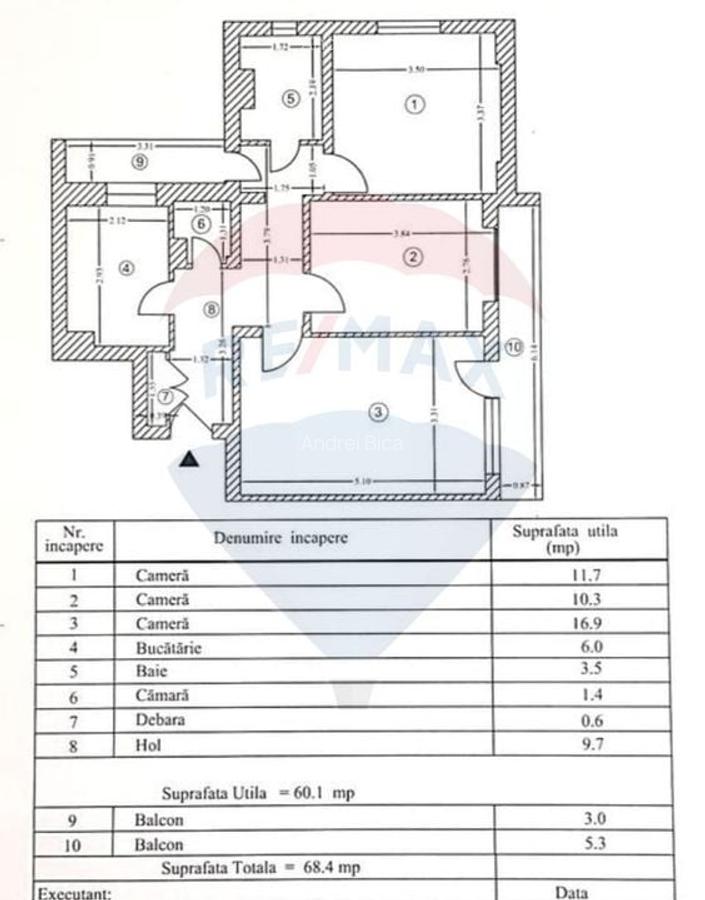 Apartament cu 3 camere decomandat, mobilat în Decebal - 9