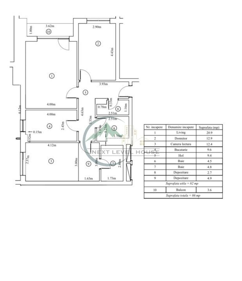 Apartament 3 camere, Urban Plazza - 10 Apartament 3 camere, Urban Plazza - 10