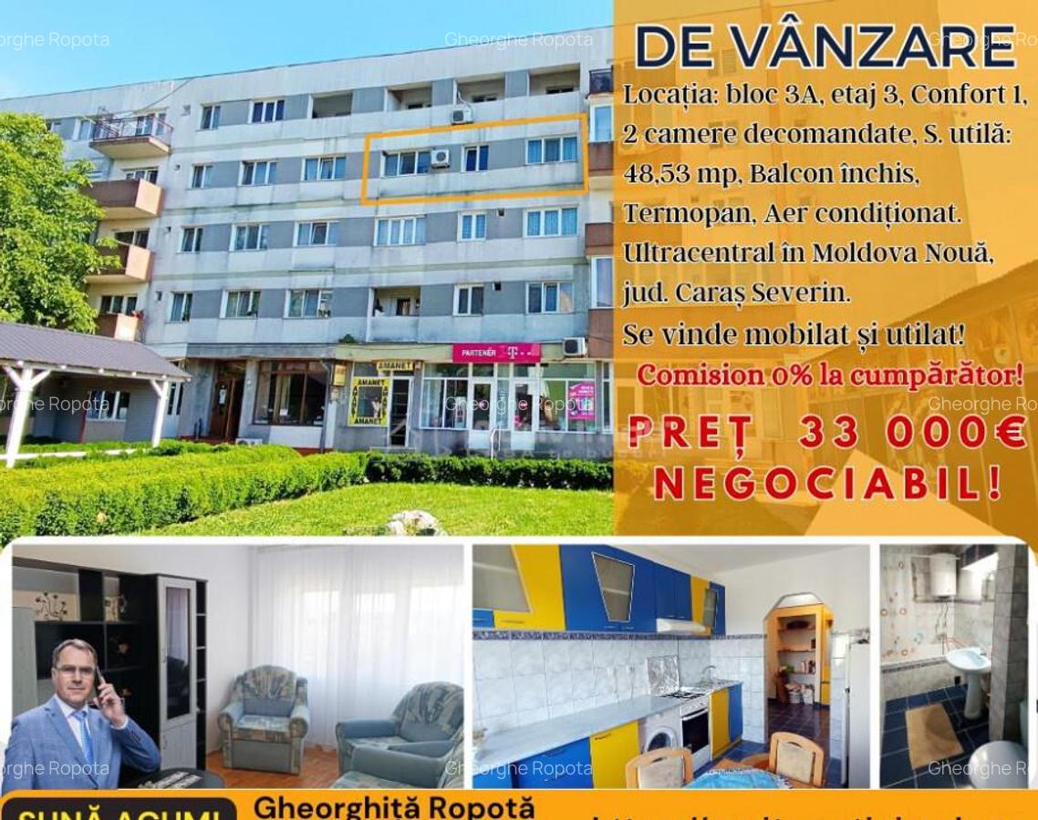 Apartament ultracentral in Moldova Noua, 2cam. decomandat - 1