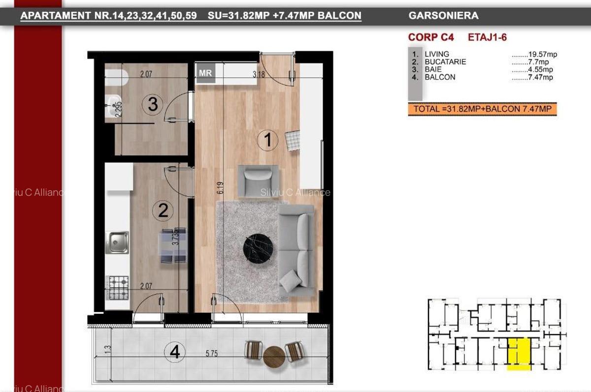 Metrou Berceni - garsoniera in bloc nou cu centrala proprie - 5