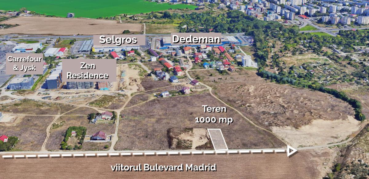 Teren intravilan 1.000 mp | Zona Dedeman/ proiect Bd. Madrid | Comision 0% - 1