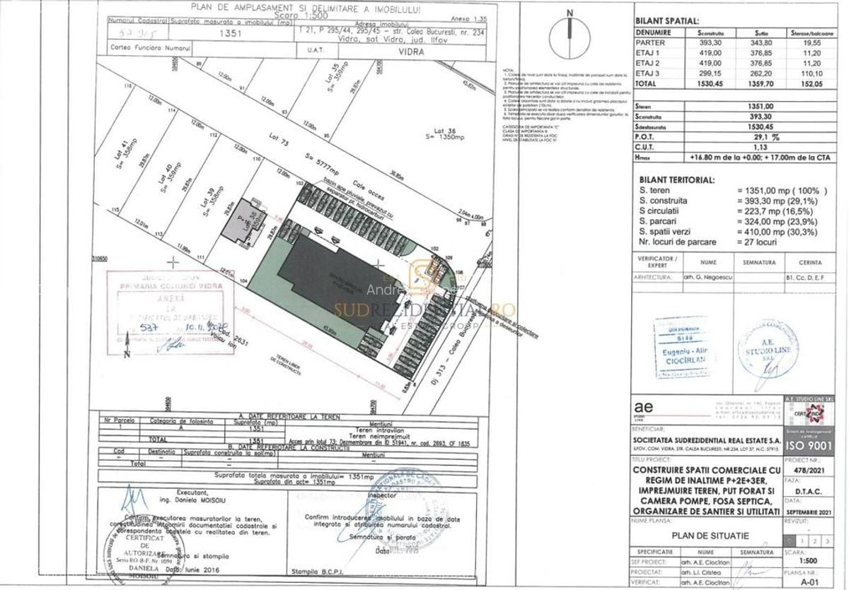 Cladire comerciala, P+2E+3ER, 1512 mp utili, 1350 mp teren, Calea Bucuresti - 19