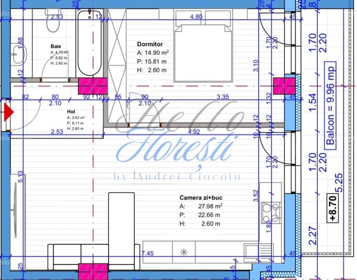 Apartament cu 2 camere, terasa in Floresti zona Terra - 3