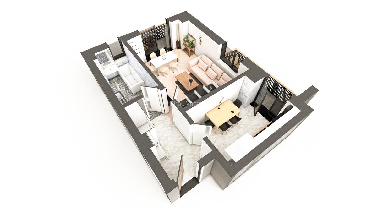 VIȘANI – BRAUS CONFORT - Apartament Tip B - 1 cameră decomandat - 3