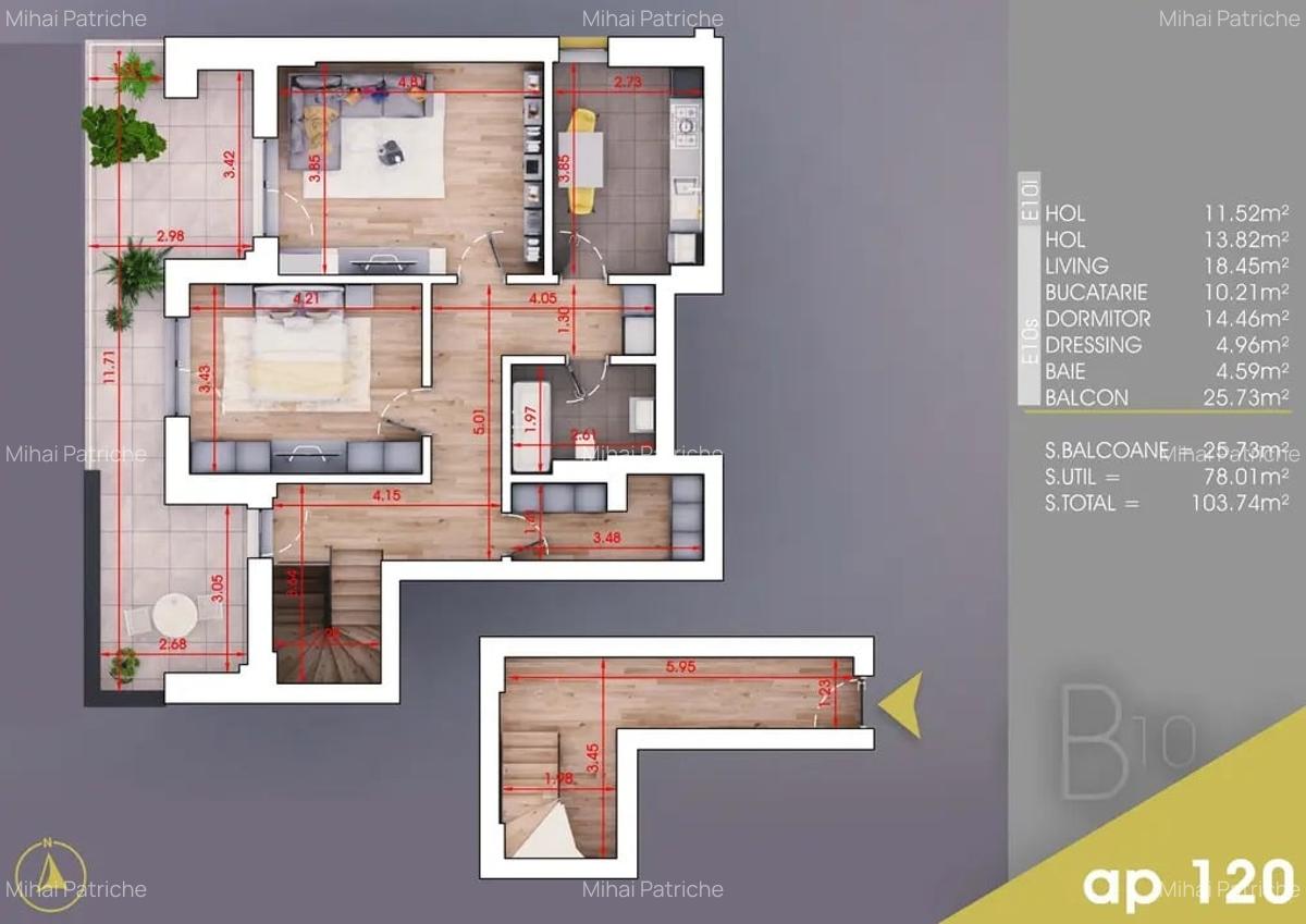 2 Camere FINALIZAT, 78 mp + Terasa | Metrou Nicolae Teclu | Comision 0 - 5